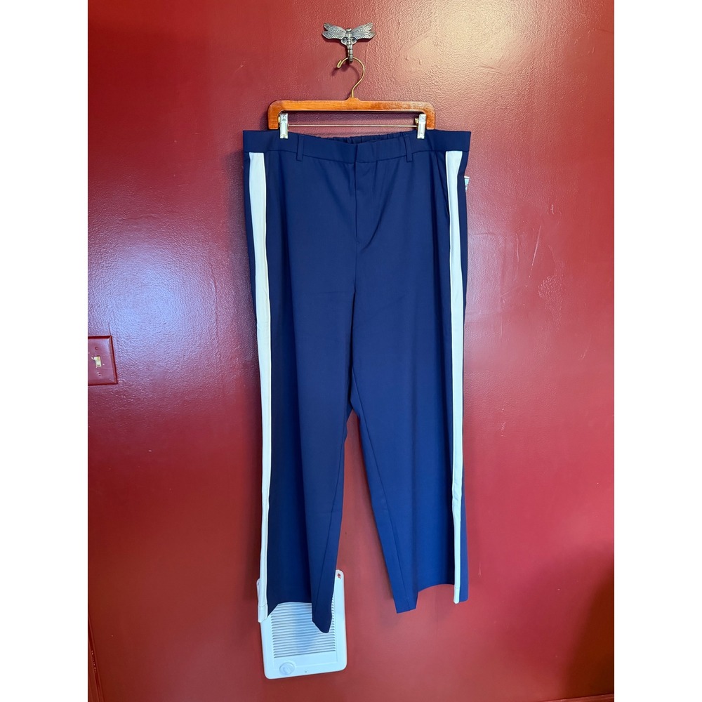 Torrid Blue Wide Leg High Rise Trouser Size 18T NWT White Stipe‎ Detail Chic